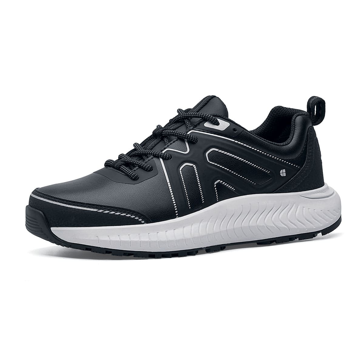 The Colly Soft Toe from Shoes For Crews are slip-resistant shoes that offer superior TripGuard technology, a water-resistant upper and arch support, seen from the left profile.