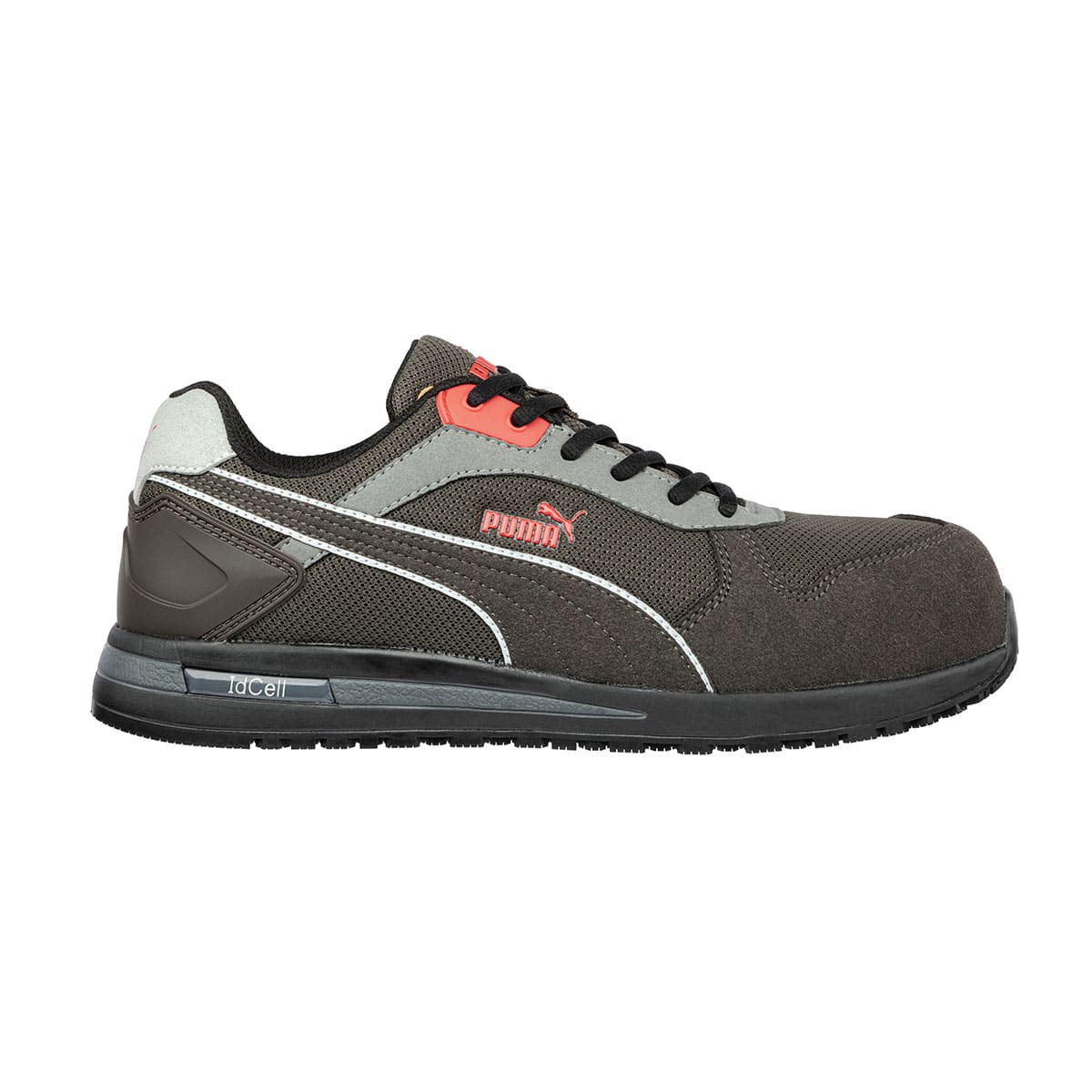 The Frontside Ivy Low from Puma Safety X Shoes For Crews are slip-resistant safety shoes with a clog-resistant outsole and composite-fiberglass toe cap, seen from the right.